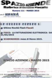 Spazio Aziende – Marzo 2015 n. 111 » LA FATTURAZIONE ELETTRONICA E GLI OBBLIGHI DAL 31-03-2015