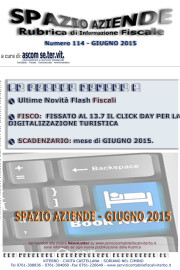 SPAZIO AZIENDE – n. 114 Giugno 2015 »FISSATO AL 13.7 IL CLICK DAY PER LA DIGITALIZZAZIONE TURISTICA