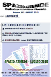 SPAZIO AZIENDE – n. 115 Luglio 2015 » STUDI DI SETTORE: IL REGIME PREMIALE PER IL 2014