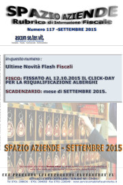 SPAZIO AZIENDE – n. 117 Settembre 2015 »FISSATO AL 12.10.2015 IL CLICK-DAY PER LA RIQUALIFICAZIONE ALBERGHI