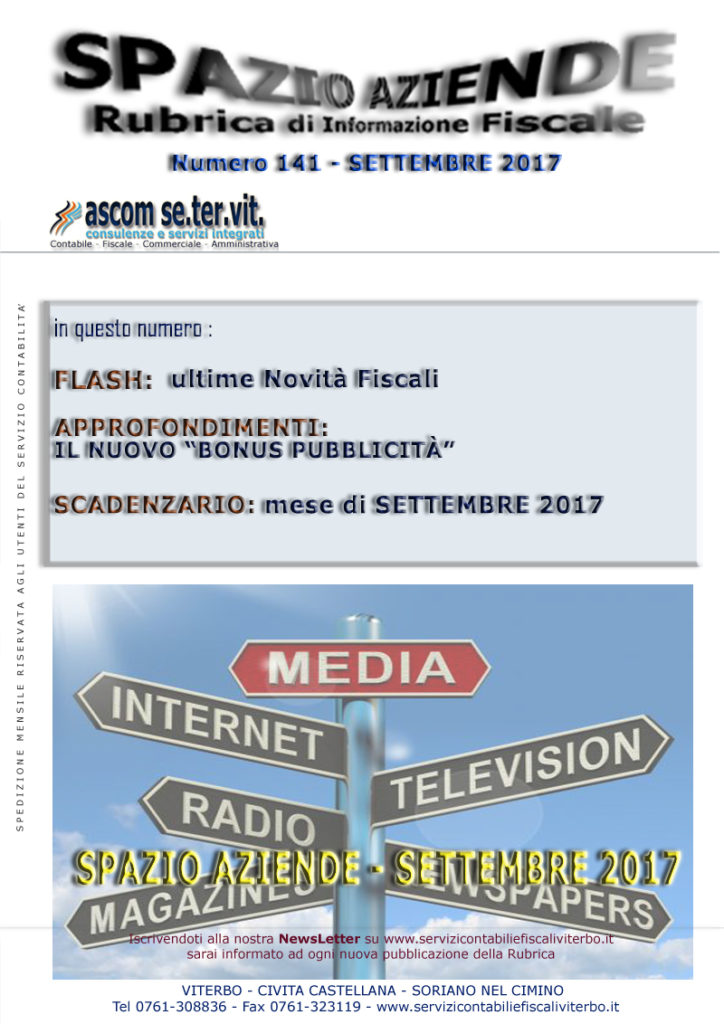 BONUS PUBBLICITA' 2017-2018