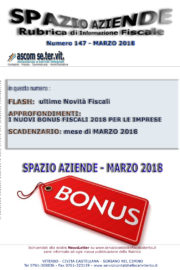 SPAZIO AZIENDE – n. 147 MARZO 2018 » I NUOVI BONUS FISCALI 2018 PER LE IMPRESE