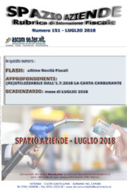 (RI)UTILIZZABILE DALL’1.7.2018 LA CARTA CARBURANTE  « Spazio Aziende – n. 151 Luglio 2018»