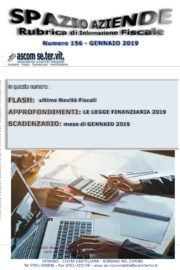 LA FINANZIARIA 2019 « Spazio Aziende – n. 156 Gennaio 2019 »