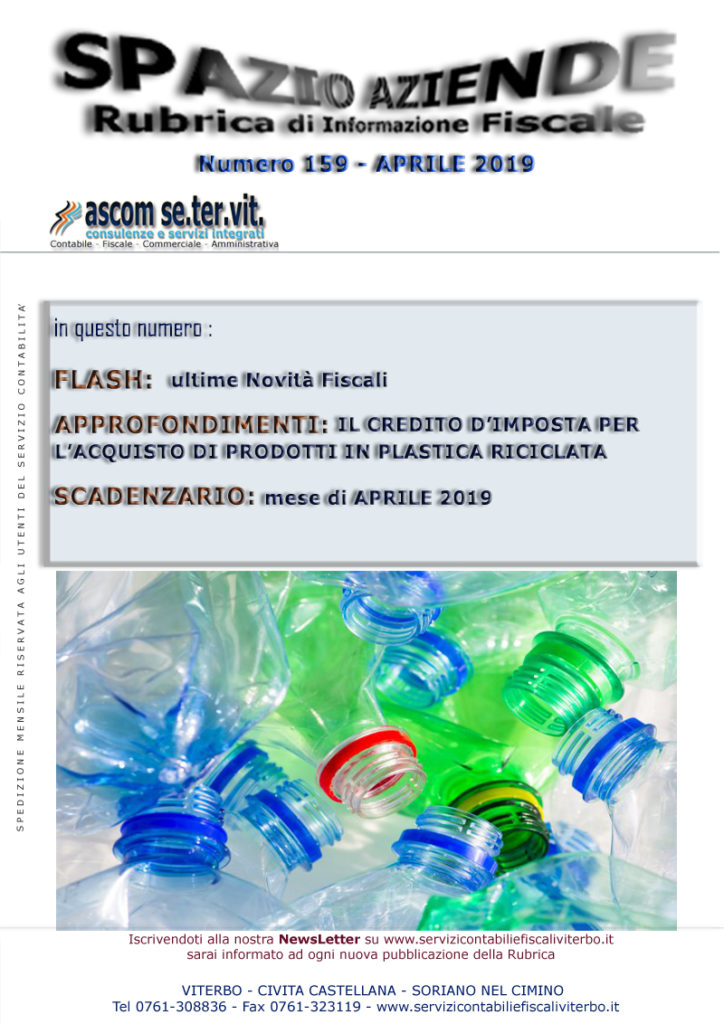 credito imposta riciclo rifiuti plastica