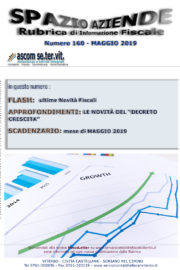 LE NOVITÀ DEL DECRETO CRESCITA – Spazio Aziende n. 160 Maggio 2019 –