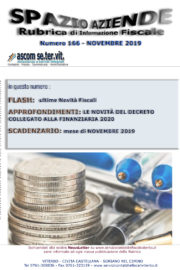 LE NOVITÀ DEL DECRETO COLLEGATO ALLA FINANZIARIA 2020 – Spazio Aziende n. 166 Novembre 2019